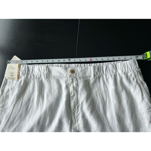New Men's White Linen Shorts For 48 Waist Caribbean Elastic 10" Inseam - Picture 13 of 14